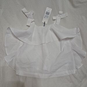 HABITUAL GIRL White Ruffle Strap Top